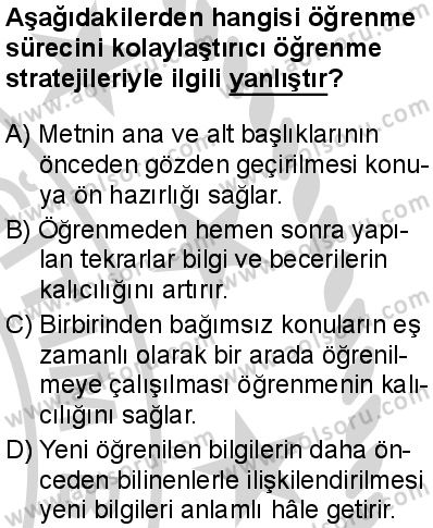 Seçmeli Psikoloji 2 Dersi 2024-2025 yılı 3. Dönem sınavı 2. Soru