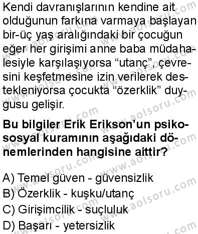 Seçmeli Psikoloji 2 Dersi 2024-2025 yılı 3. Dönem sınavı 4. Soru