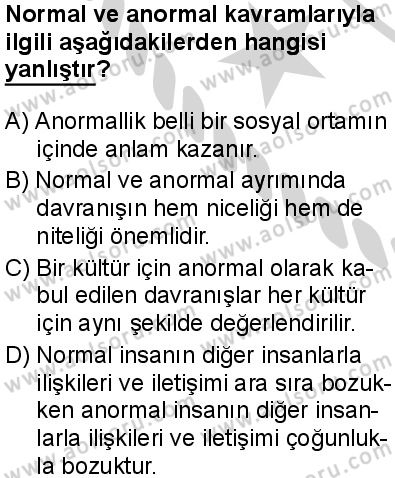Seçmeli Psikoloji 2 Dersi 2024-2025 yılı 3. Dönem sınavı 7. Soru