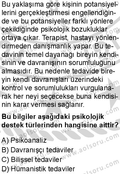 Seçmeli Psikoloji 2 Dersi 2024-2025 yılı 3. Dönem sınavı 10. Soru