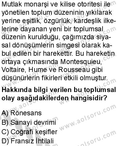Seçmeli Sosyoloji 1 Dersi 2024-2025 yılı 3. Dönem sınavı 1. Soru