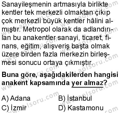 Seçmeli Sosyoloji 1 Dersi 2024-2025 yılı 3. Dönem sınavı 7. Soru