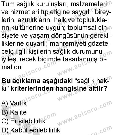 Sağlık Bilgisi ve Trafik Kültürü 1 Dersi 2024-2025 yılı 3. Dönem sınavı 1. Soru