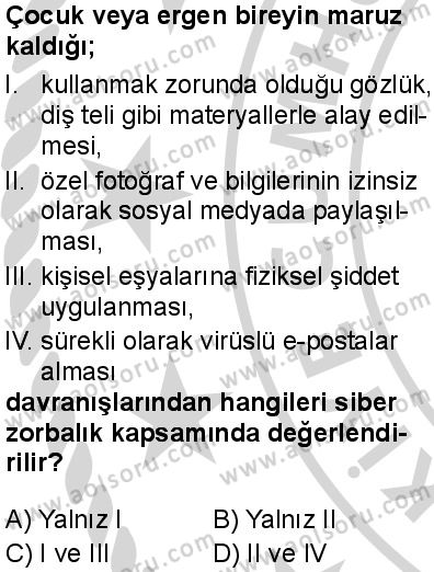 Sağlık Bilgisi ve Trafik Kültürü 1 Dersi 2024-2025 yılı 3. Dönem sınavı 6. Soru