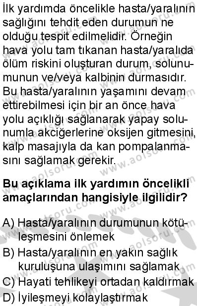 Sağlık Bilgisi ve Trafik Kültürü 1 Dersi 2024-2025 yılı 3. Dönem sınavı 8. Soru