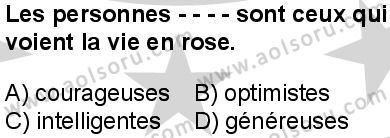 Fransızca 4 Dersi 2024-2025 yılı 3. Dönem sınavı 2. Soru