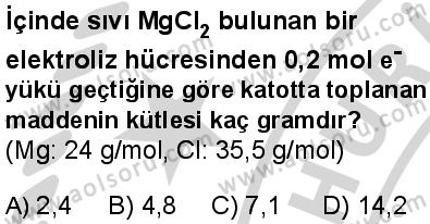 Seçmeli Kimya 3 Dersi 2024-2025 yılı 3. Dönem sınavı 5. Soru