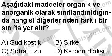 Seçmeli Kimya 3 Dersi 2024-2025 yılı 3. Dönem sınavı 6. Soru