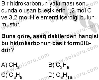 Seçmeli Kimya 3 Dersi 2024-2025 yılı 3. Dönem sınavı 7. Soru