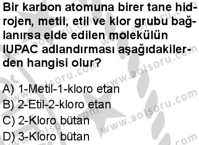 Seçmeli Kimya 4 Dersi 2024-2025 yılı 3. Dönem sınavı 2. Soru