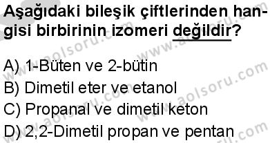 Seçmeli Kimya 4 Dersi 2024-2025 yılı 3. Dönem sınavı 4. Soru