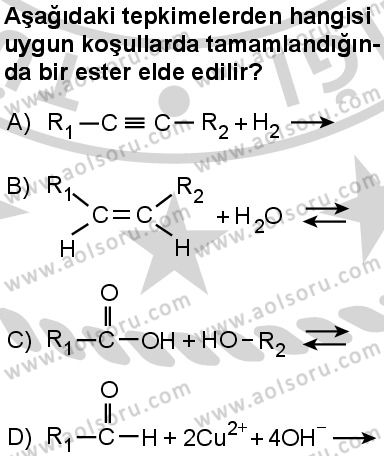 Seçmeli Kimya 4 Dersi 2024-2025 yılı 3. Dönem sınavı 9. Soru