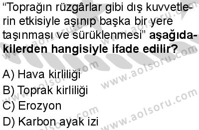Biyoloji 4 Dersi 2024-2025 yılı 3. Dönem sınavı 7. Soru