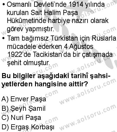 Seçmeli Çağdaş Türk ve Dünyası Tarihi 1 Dersi 2024-2025 yılı 3. Dönem sınavı 3. Soru
