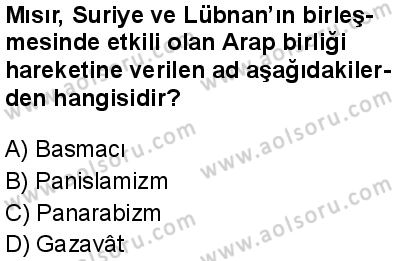 Seçmeli Çağdaş Türk ve Dünyası Tarihi 1 Dersi 2024-2025 yılı 3. Dönem sınavı 8. Soru