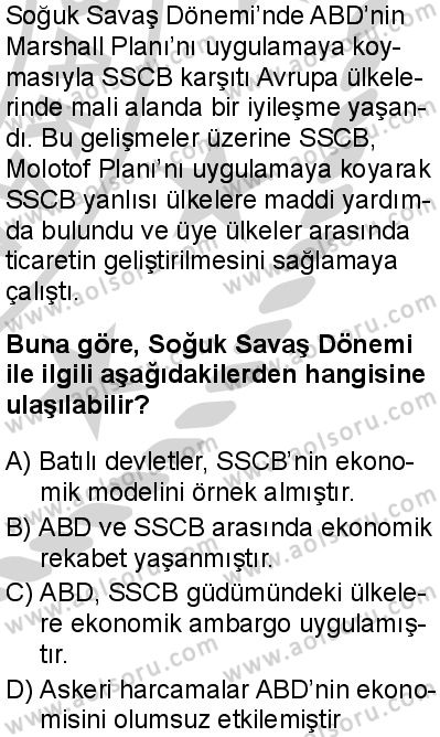 Seçmeli Çağdaş Türk ve Dünyası Tarihi 1 Dersi 2024-2025 yılı 3. Dönem sınavı 10. Soru
