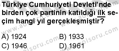 Seçmeli Demokrasi ve İnsan Hakları 1 Dersi 2024-2025 yılı 3. Dönem sınavı 10. Soru