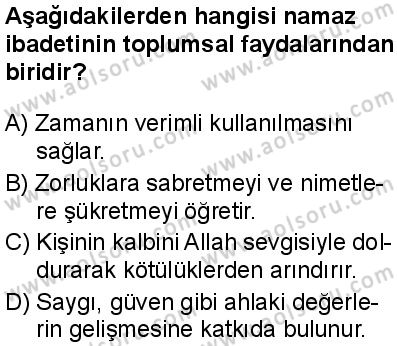 Temel Dini Bilgiler 2 Dersi 2024-2025 yılı 3. Dönem sınavı 1. Soru