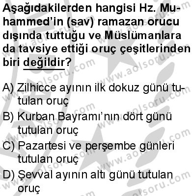 Temel Dini Bilgiler 2 Dersi 2024-2025 yılı 3. Dönem sınavı 4. Soru