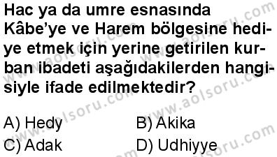 Temel Dini Bilgiler 2 Dersi 2024-2025 yılı 3. Dönem sınavı 7. Soru