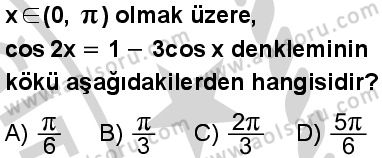 Seçmeli Matematik 3 Dersi 2024-2025 yılı 3. Dönem sınavı 8. Soru