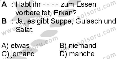 Almanca 7 Dersi 2024-2025 yılı 3. Dönem sınavı 5. Soru