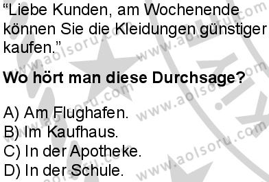 Almanca 7 Dersi 2024-2025 yılı 3. Dönem sınavı 9. Soru