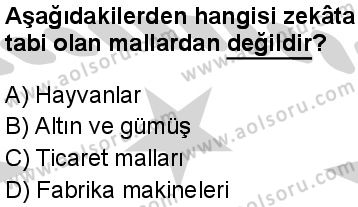 Fıkıh 2 Dersi 2024-2025 yılı 3. Dönem sınavı 5. Soru