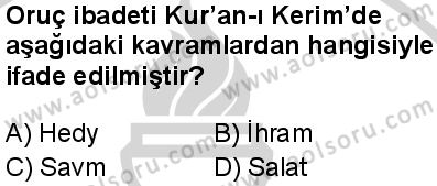 Fıkıh 2 Dersi 2024-2025 yılı 3. Dönem sınavı 6. Soru