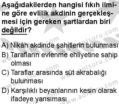 Fıkıh 2 Dersi 2024-2025 yılı 3. Dönem sınavı 8. Soru