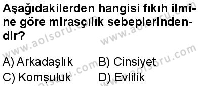 Fıkıh 2 Dersi 2024-2025 yılı 3. Dönem sınavı 9. Soru