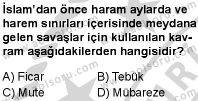 Seçmeli Peygamberimizin Hayatı 1 Dersi 2024-2025 yılı 3. Dönem sınavı 5. Soru