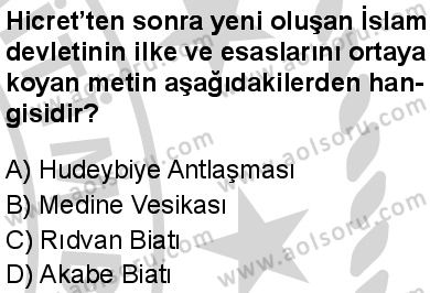 Seçmeli Peygamberimizin Hayatı 6 Dersi 2024-2025 yılı 3. Dönem sınavı 2. Soru