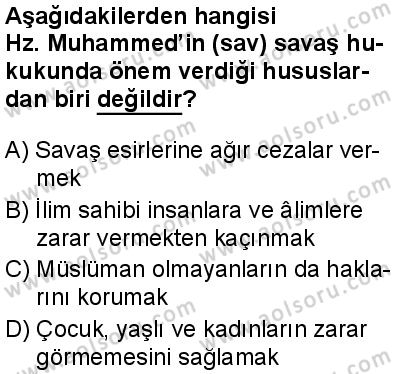 Seçmeli Peygamberimizin Hayatı 6 Dersi 2024-2025 yılı 3. Dönem sınavı 4. Soru