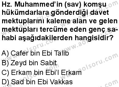 Seçmeli Peygamberimizin Hayatı 6 Dersi 2024-2025 yılı 3. Dönem sınavı 7. Soru