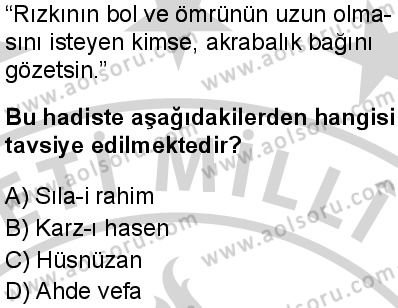Seçmeli Peygamberimizin Hayatı 6 Dersi 2024-2025 yılı 3. Dönem sınavı 8. Soru