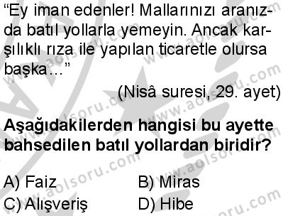 Seçmeli Peygamberimizin Hayatı 8 Dersi 2024-2025 yılı 3. Dönem sınavı 3. Soru