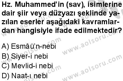 Seçmeli Peygamberimizin Hayatı 8 Dersi 2024-2025 yılı 3. Dönem sınavı 9. Soru
