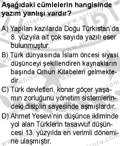 Türk Dili ve Edebiyatı 1 Dersi 2024-2025 yılı 3. Dönem sınavı 2. Soru