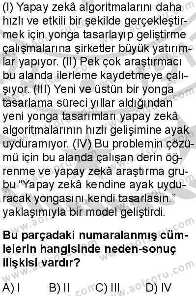Türk Dili ve Edebiyatı 1 Dersi 2024-2025 yılı 3. Dönem sınavı 10. Soru
