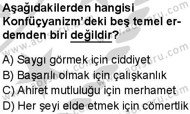 Dinler Tarihi 2 Dersi 2024-2025 yılı 3. Dönem sınavı 4. Soru