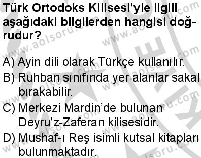 Dinler Tarihi 2 Dersi 2024-2025 yılı 3. Dönem sınavı 8. Soru