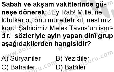 Dinler Tarihi 2 Dersi 2024-2025 yılı 3. Dönem sınavı 9. Soru