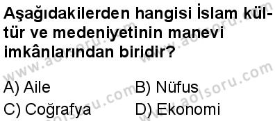İslam Kültür ve Medeniyeti 2 Dersi 2024-2025 yılı 3. Dönem sınavı 10. Soru