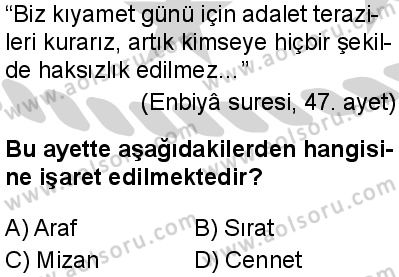 Akaid 2 Dersi 2024-2025 yılı 3. Dönem sınavı 7. Soru