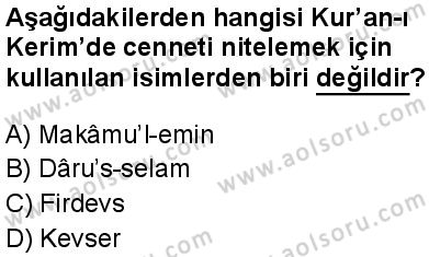 Akaid 2 Dersi 2024-2025 yılı 3. Dönem sınavı 8. Soru