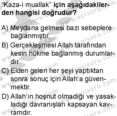 Akaid 2 Dersi 2024-2025 yılı 3. Dönem sınavı 10. Soru