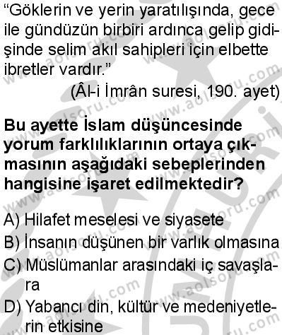 Kelam 2 Dersi 2024-2025 yılı 3. Dönem sınavı 3. Soru