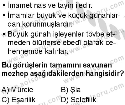 Kelam 2 Dersi 2024-2025 yılı 3. Dönem sınavı 5. Soru