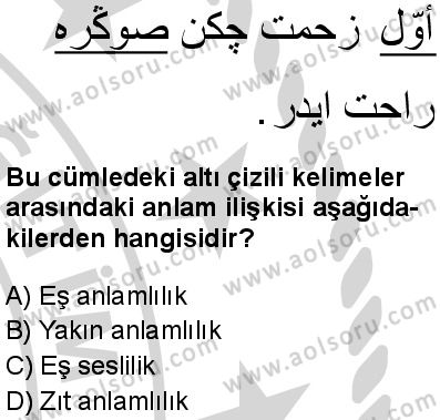 Osmanlı Türkçesi 2 Dersi 2024-2025 yılı 3. Dönem sınavı 2. Soru